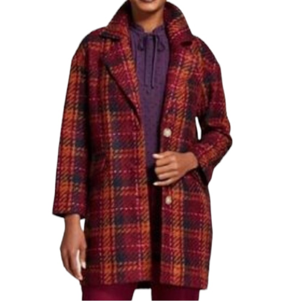 a new day Tweed Plaid Pea Coat